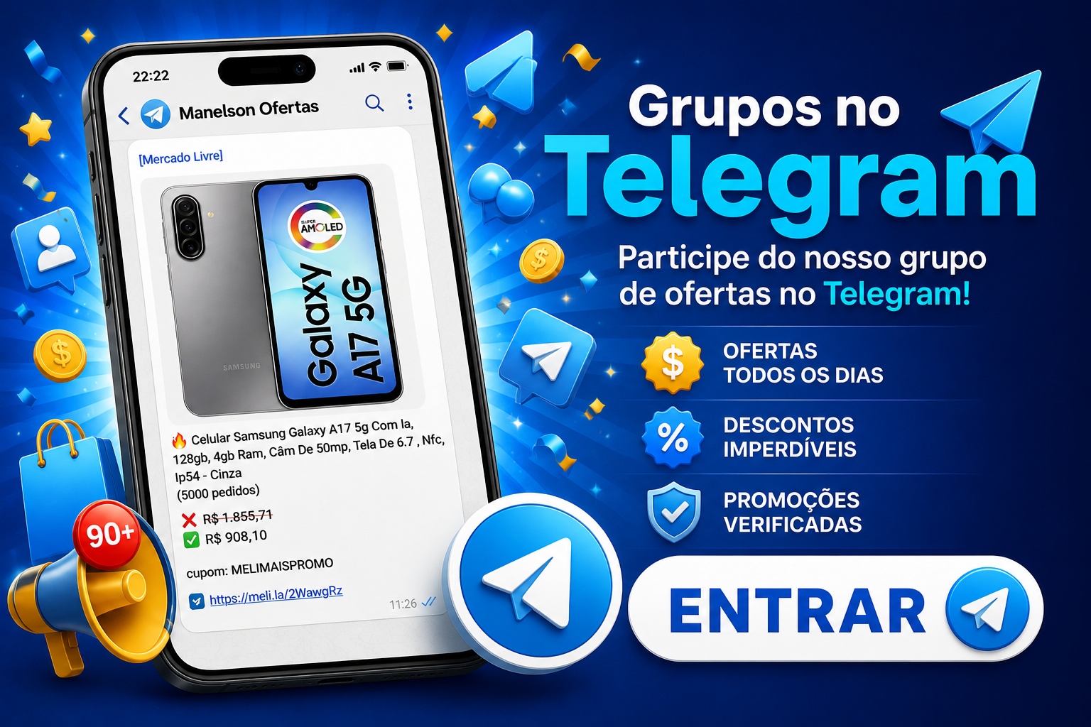Entre no canal de ofertas do Telegram Manelson Indica