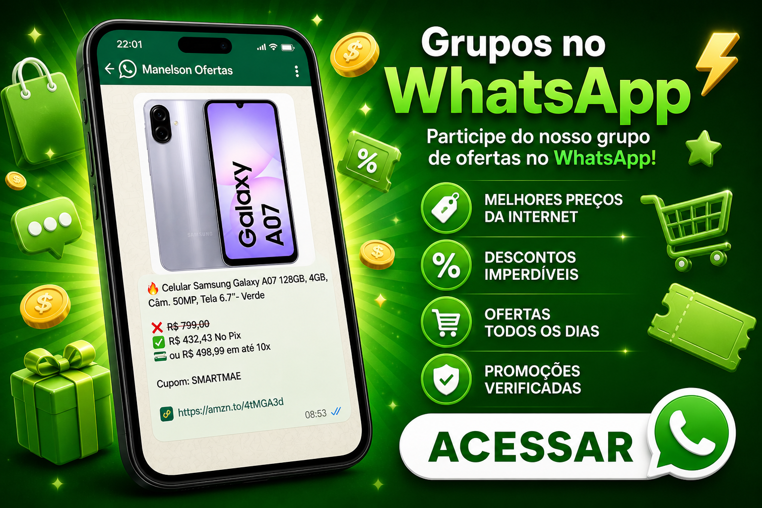 Entre no grupo de ofertas do WhatsApp Manelson Indica